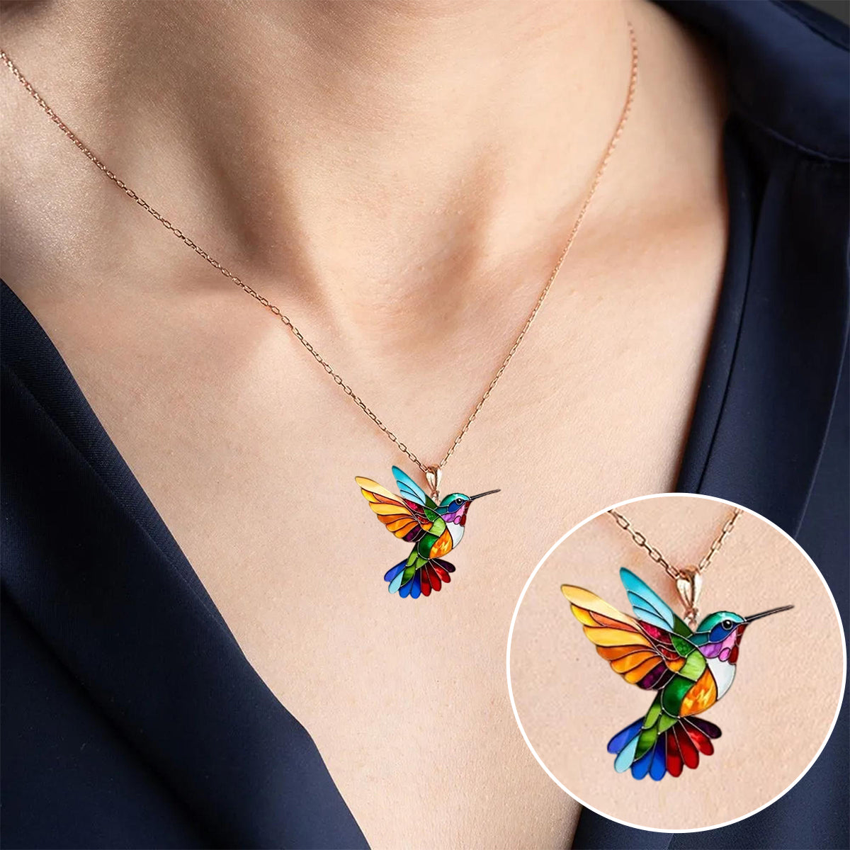 Nahla – Hummingbird Necklace and Earrings