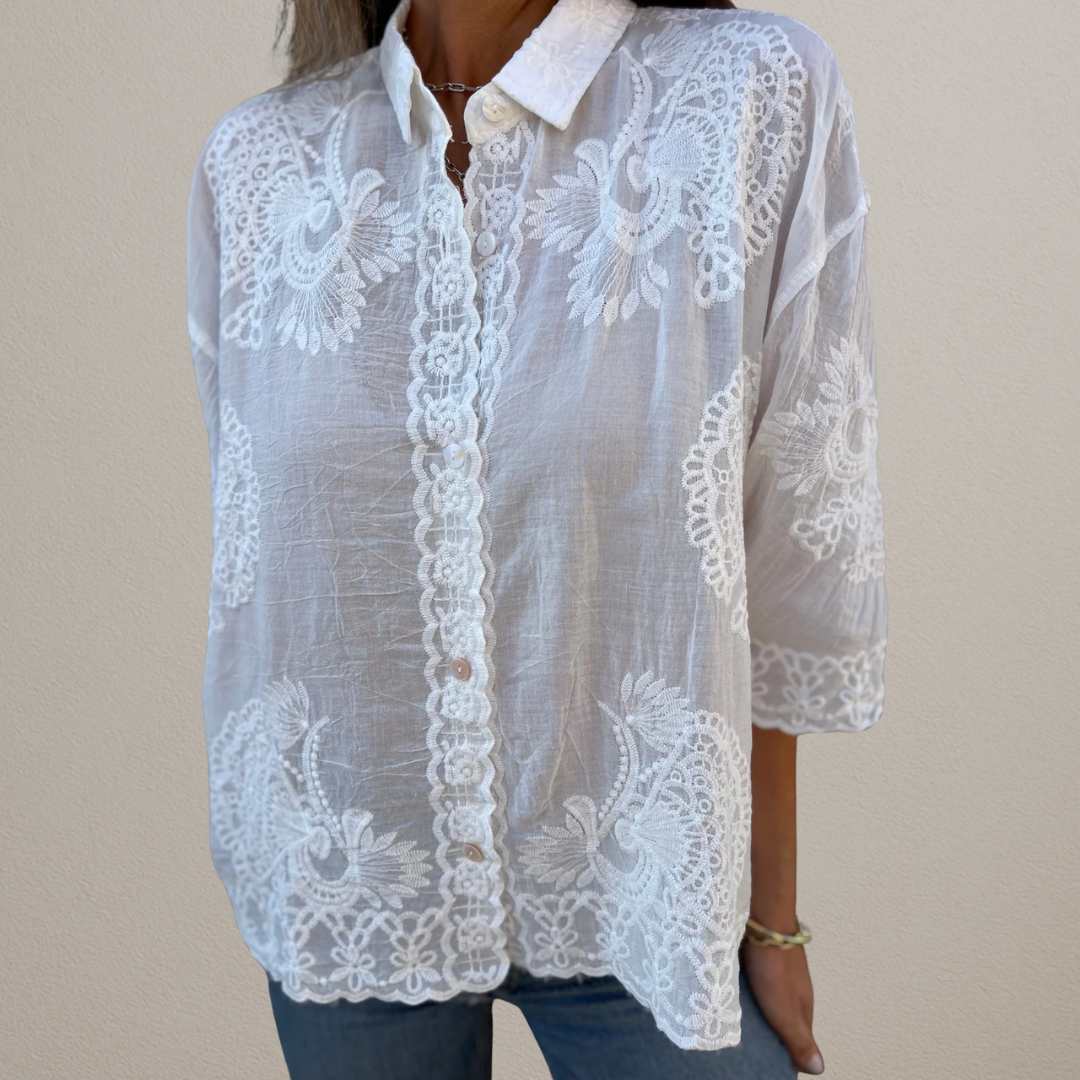 Nalini – Elegant Blouse with Lace Embroidery
