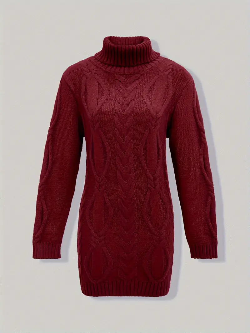 Narda - Chunky Knit Turtleneck Dress