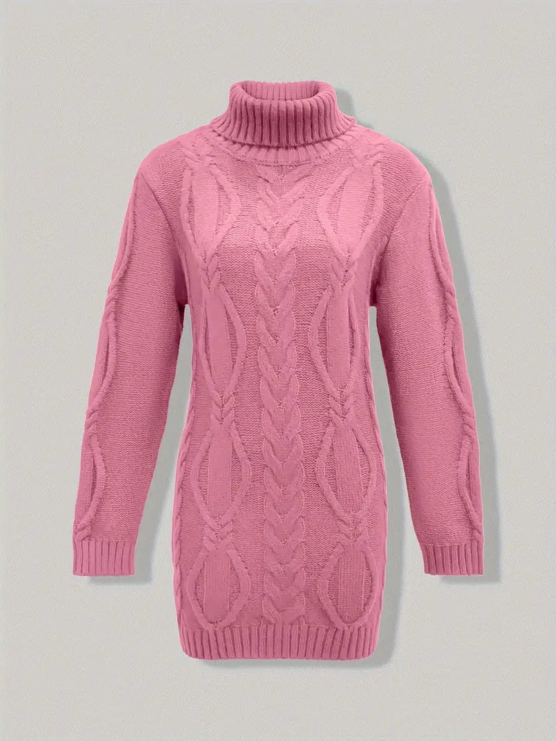 Narda - Chunky Knit Turtleneck Dress