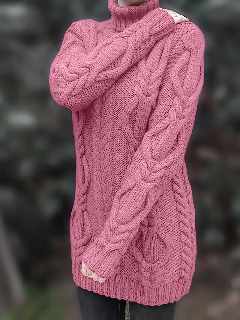 Narda - Chunky Knit Turtleneck Dress