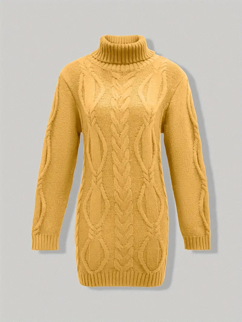 Narda - Chunky Knit Turtleneck Dress