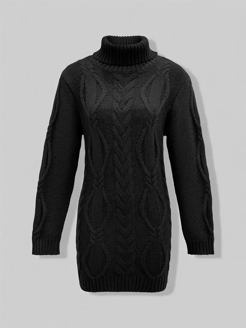 Narda - Chunky Knit Turtleneck Dress