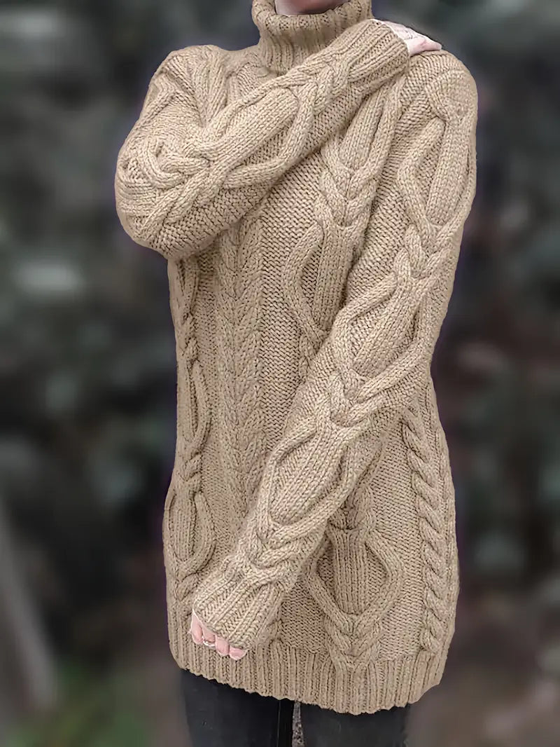 Narda - Chunky Knit Turtleneck Dress