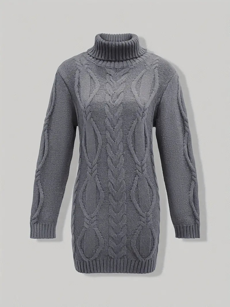 Narda - Chunky Knit Turtleneck Dress
