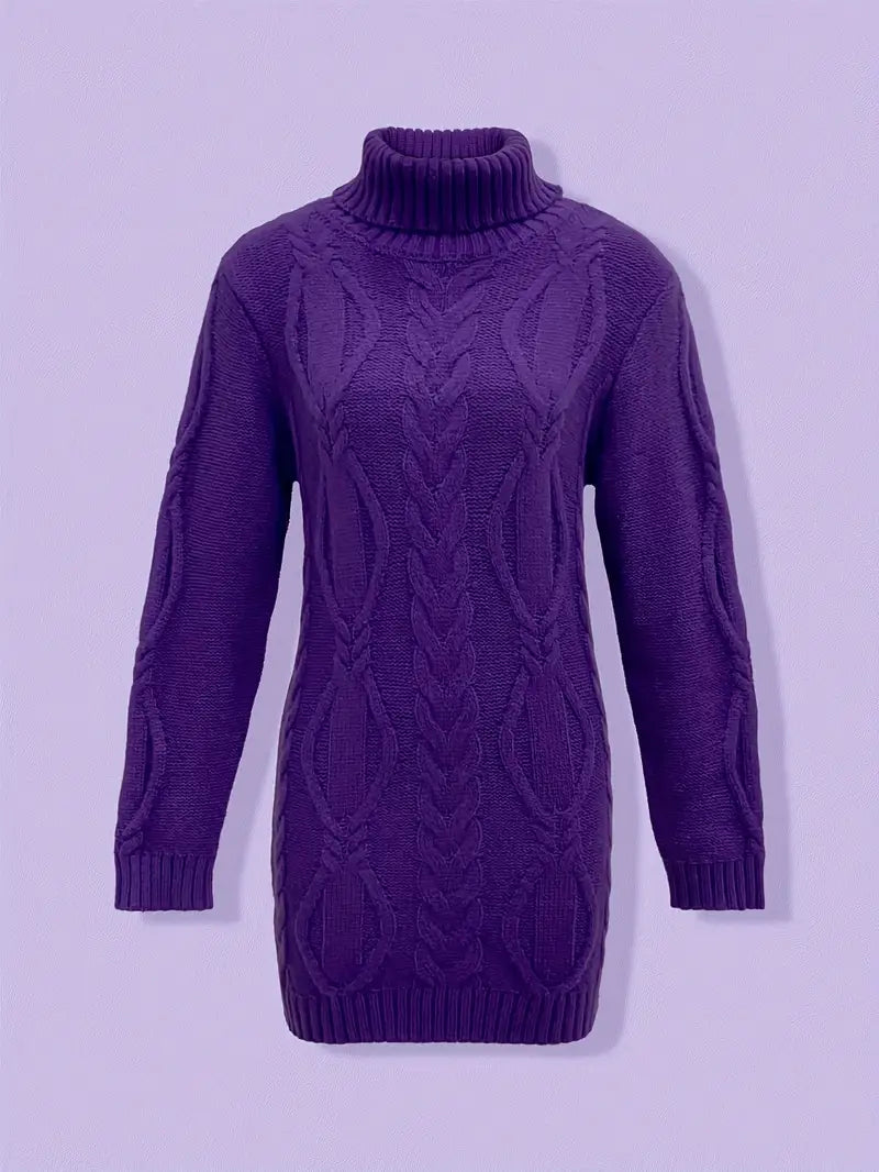 Narda - Chunky Knit Turtleneck Dress