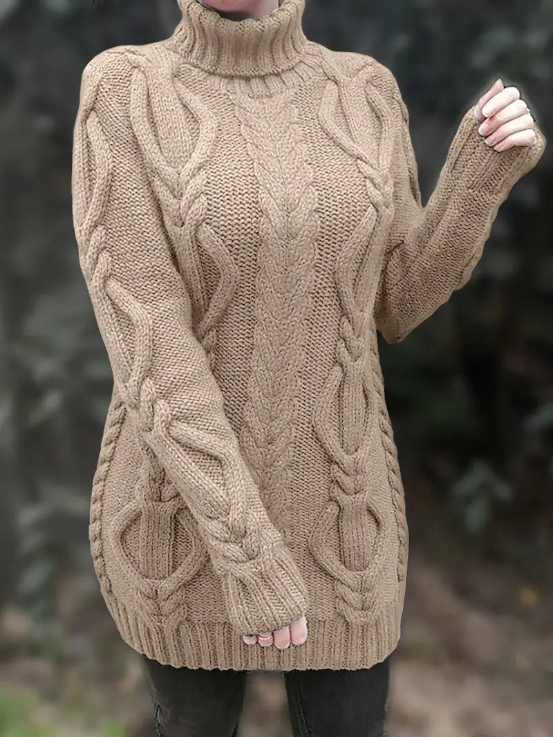Narda - Chunky Knit Turtleneck Dress