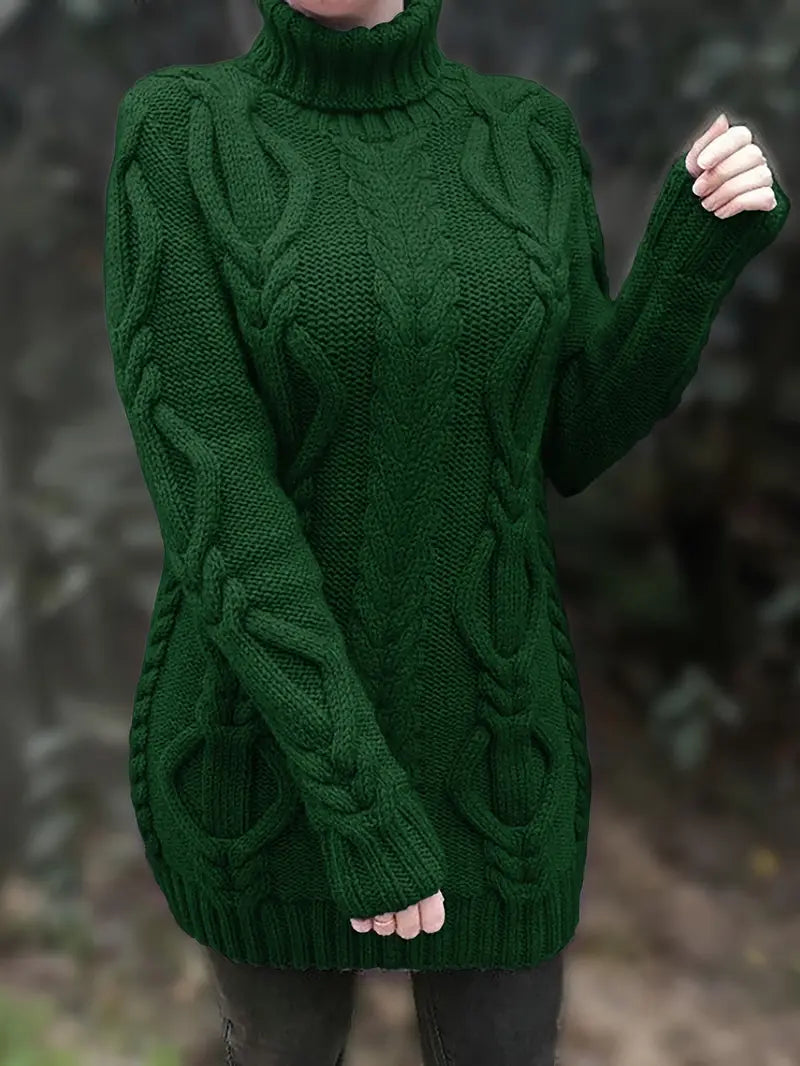 Narda - Chunky Knit Turtleneck Dress