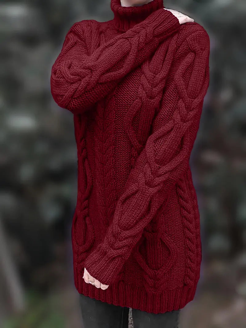 Narda - Chunky Knit Turtleneck Dress