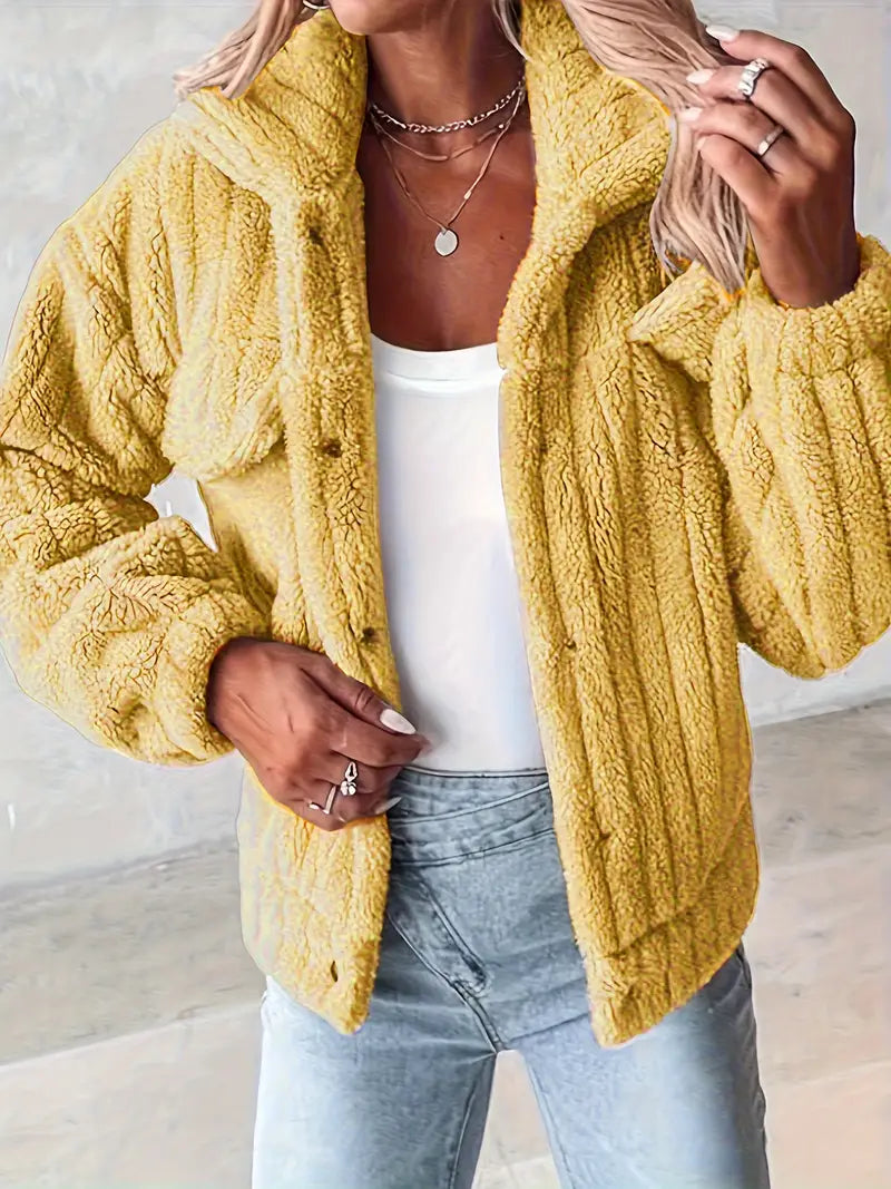 Narin – Casual Teddy Jacket with Faux Pockets