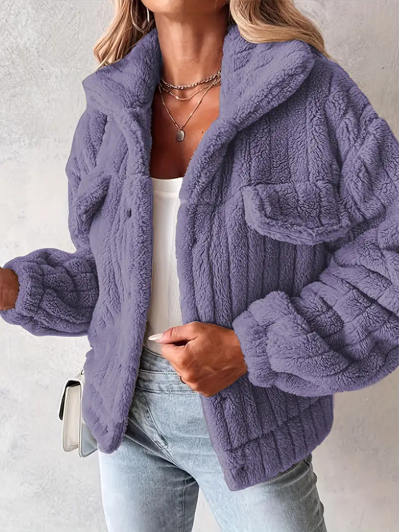 Narin – Casual Teddy Jacket with Faux Pockets