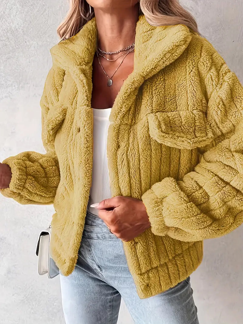 Narin – Casual Teddy Jacket with Faux Pockets