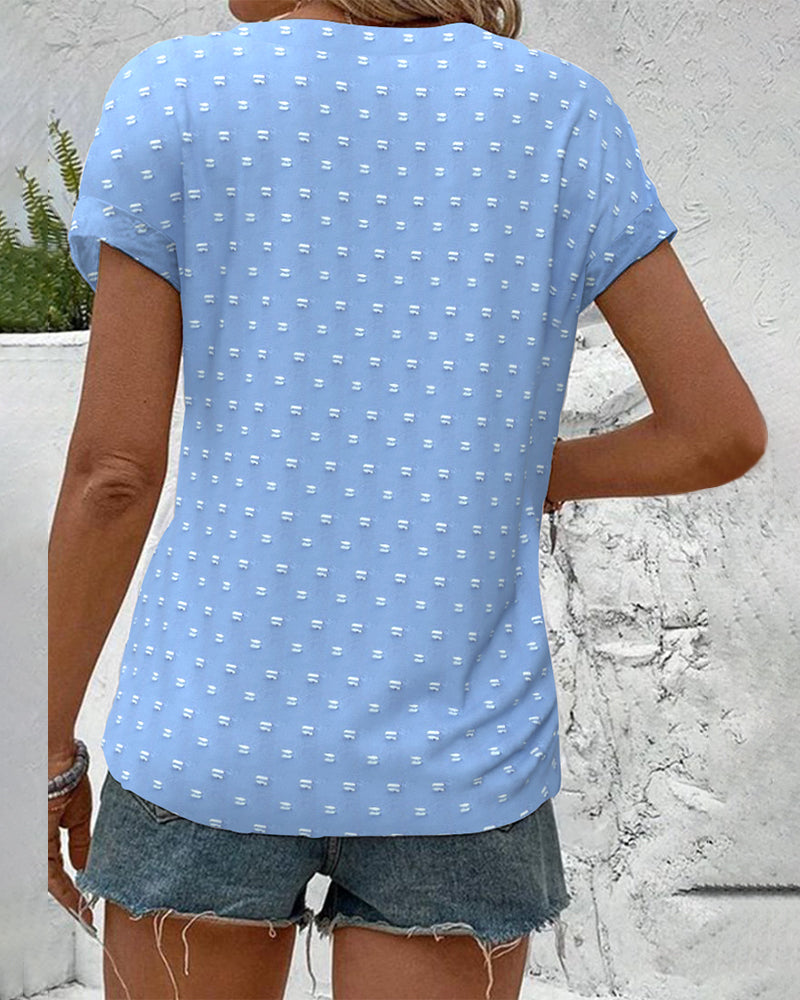 Nariya – Button Placket Shirt with V-Neck