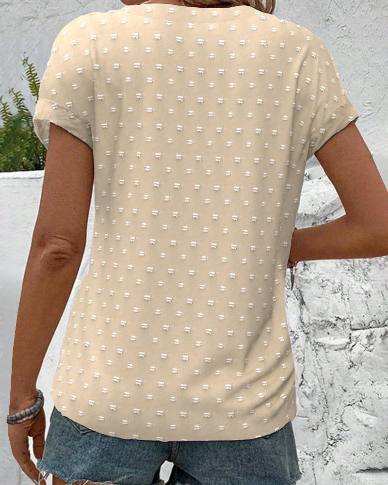 Nariya – Button Placket Shirt with V-Neck