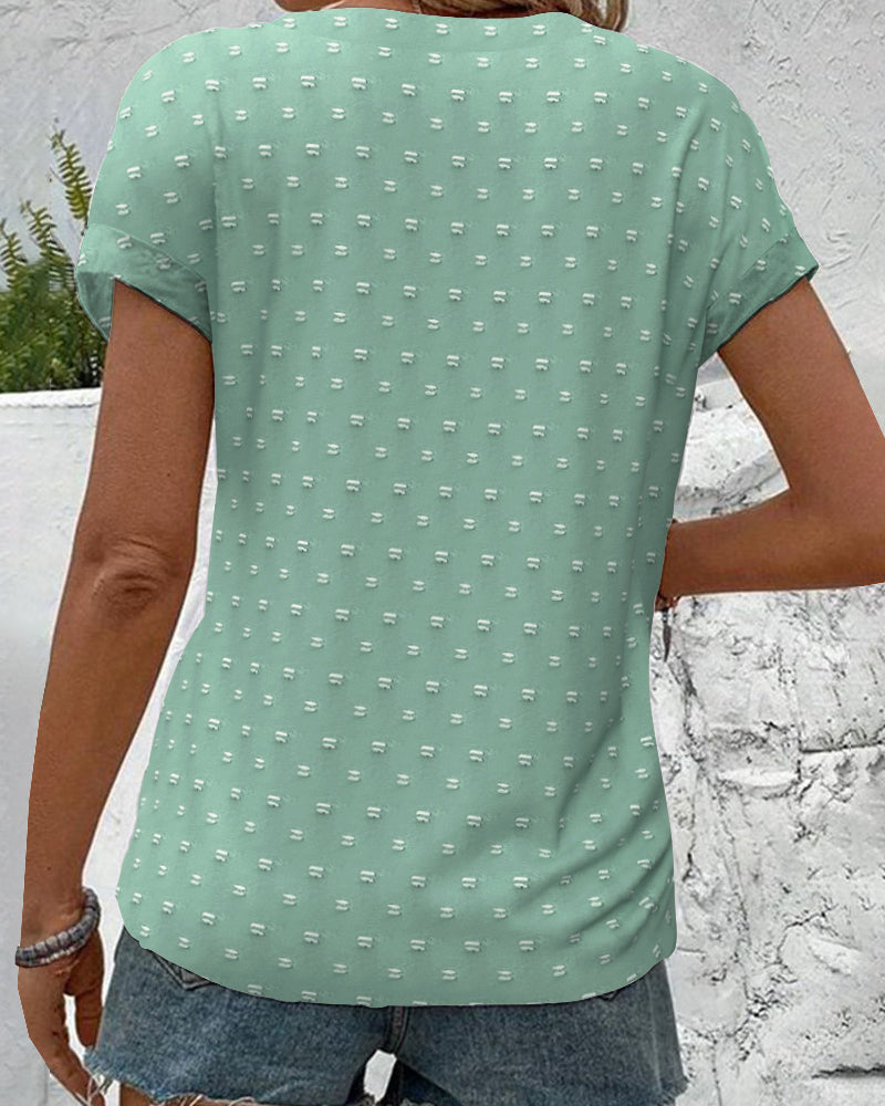 Nariya – Button Placket Shirt with V-Neck