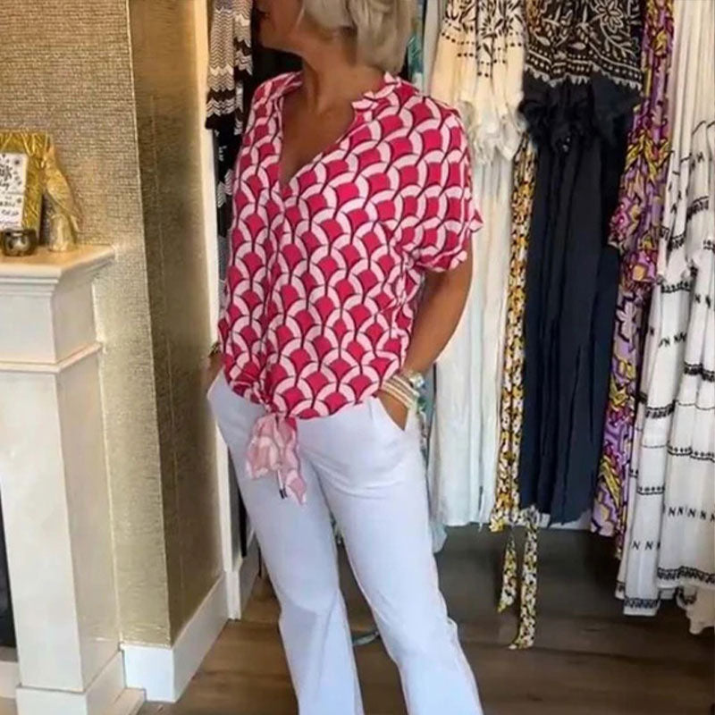 Naskia – Short-Sleeve Blouse with V-Neck