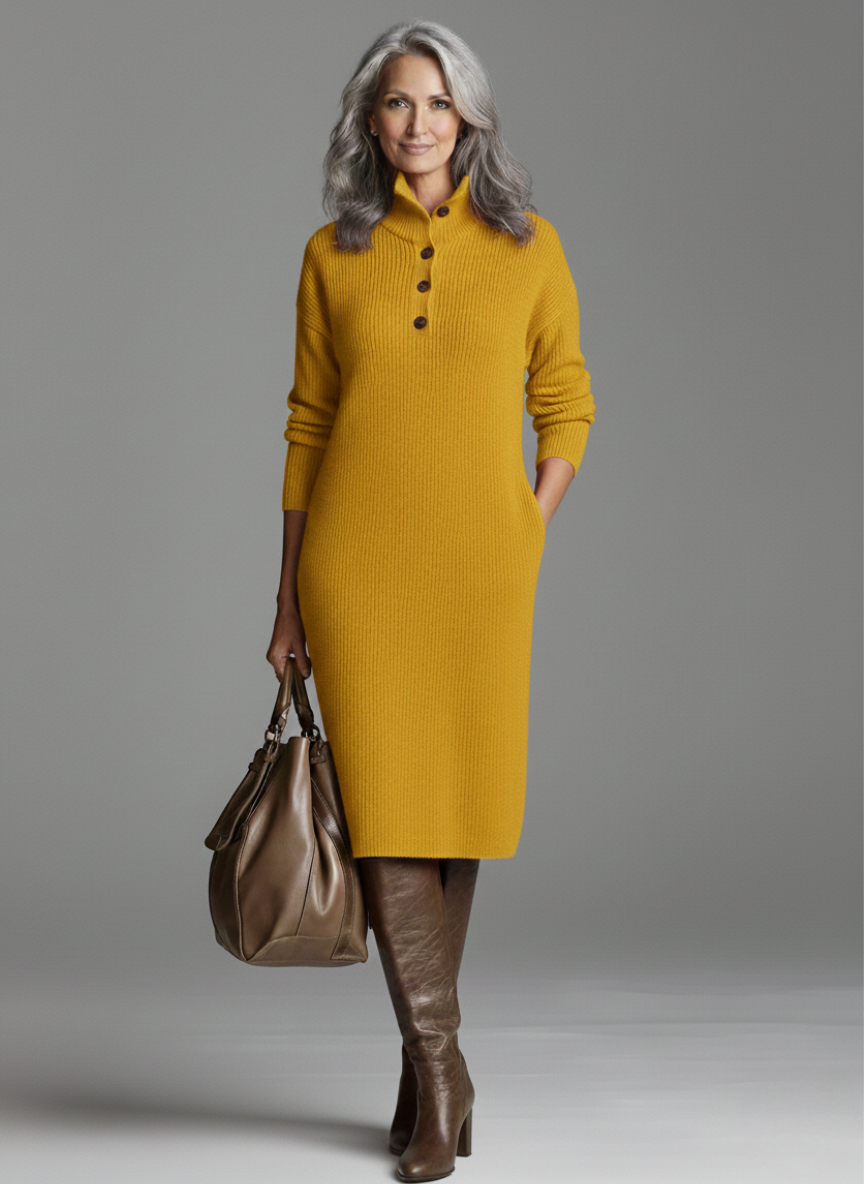 Nechama - Stylish Ribbed Midi Dress