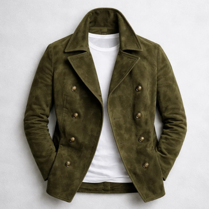 Niccolo – Classic Double-Breasted Suede Jacket