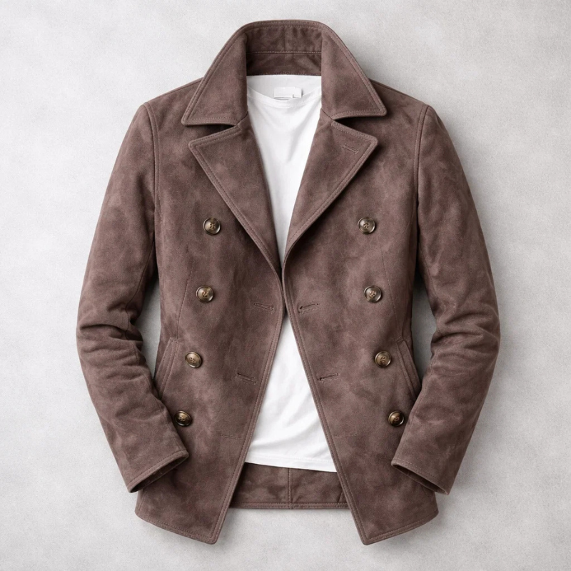 Niccolo – Classic Double-Breasted Suede Jacket