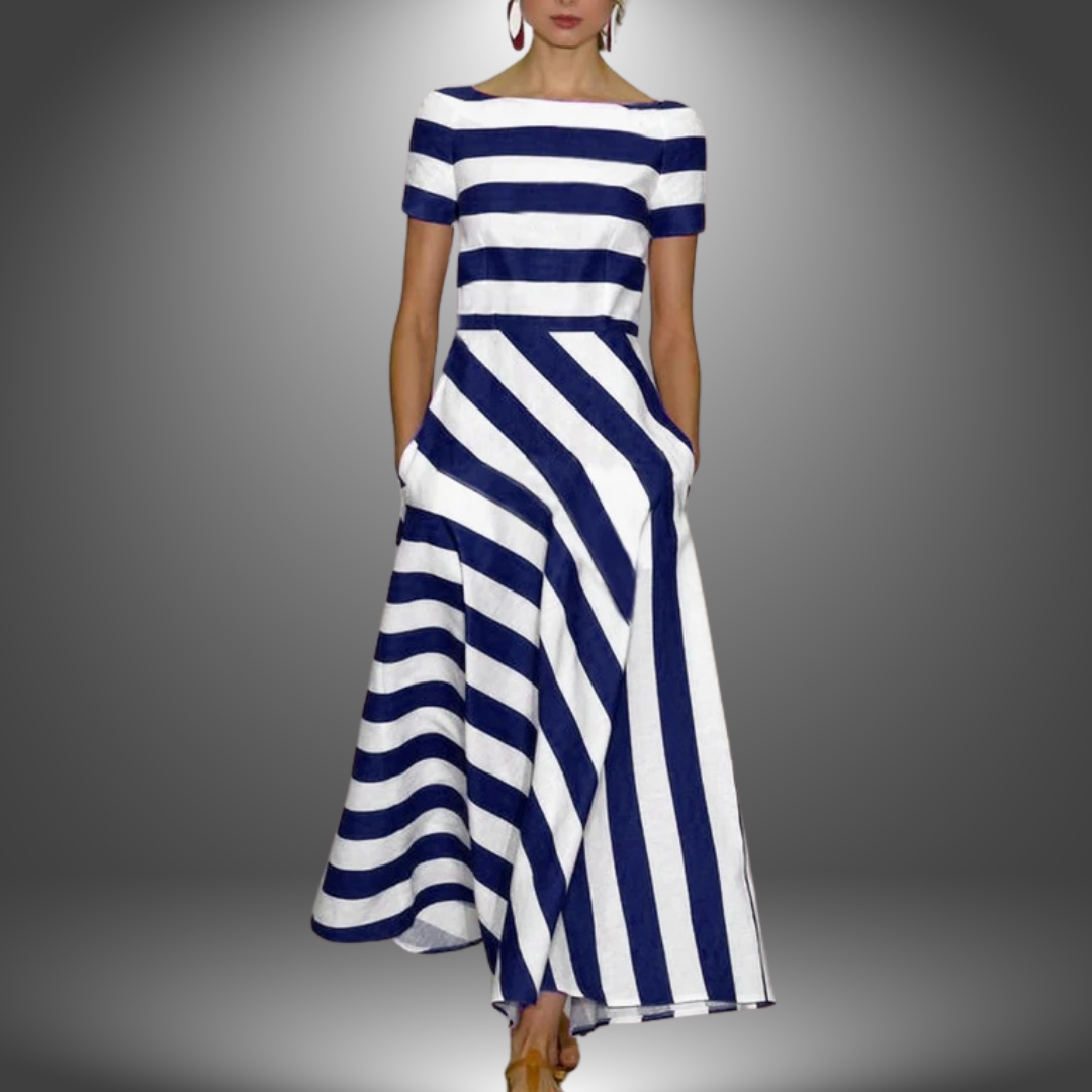 Nicoli | Handcrafted Striped Long Dress