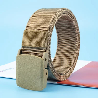 Non-metallic, non-magnetic buckle nylon belt