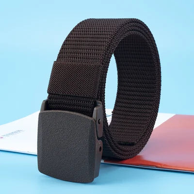 Non-metallic, non-magnetic buckle nylon belt