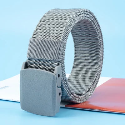 Non-metallic, non-magnetic buckle nylon belt