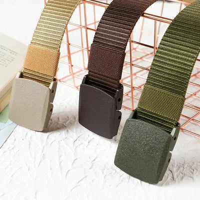 Non-metallic, non-magnetic buckle nylon belt