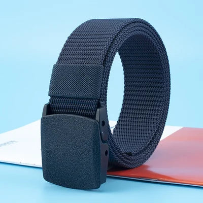 Non-metallic, non-magnetic buckle nylon belt