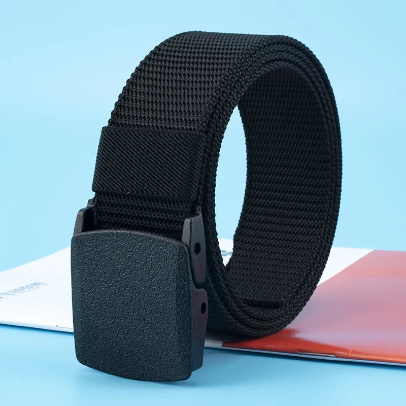 Non-metallic, non-magnetic buckle nylon belt