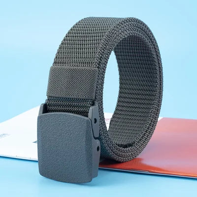 Non-metallic, non-magnetic buckle nylon belt