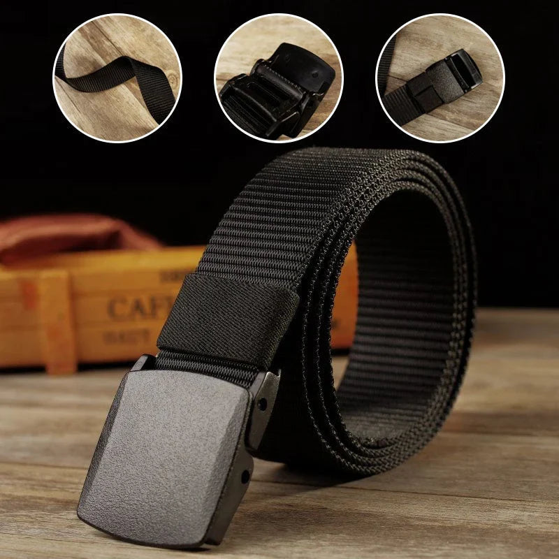 Non-metallic, non-magnetic buckle nylon belt