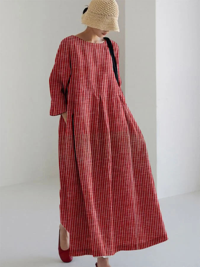 Olivia – Vintage Dress with Stripes and Loose Fit