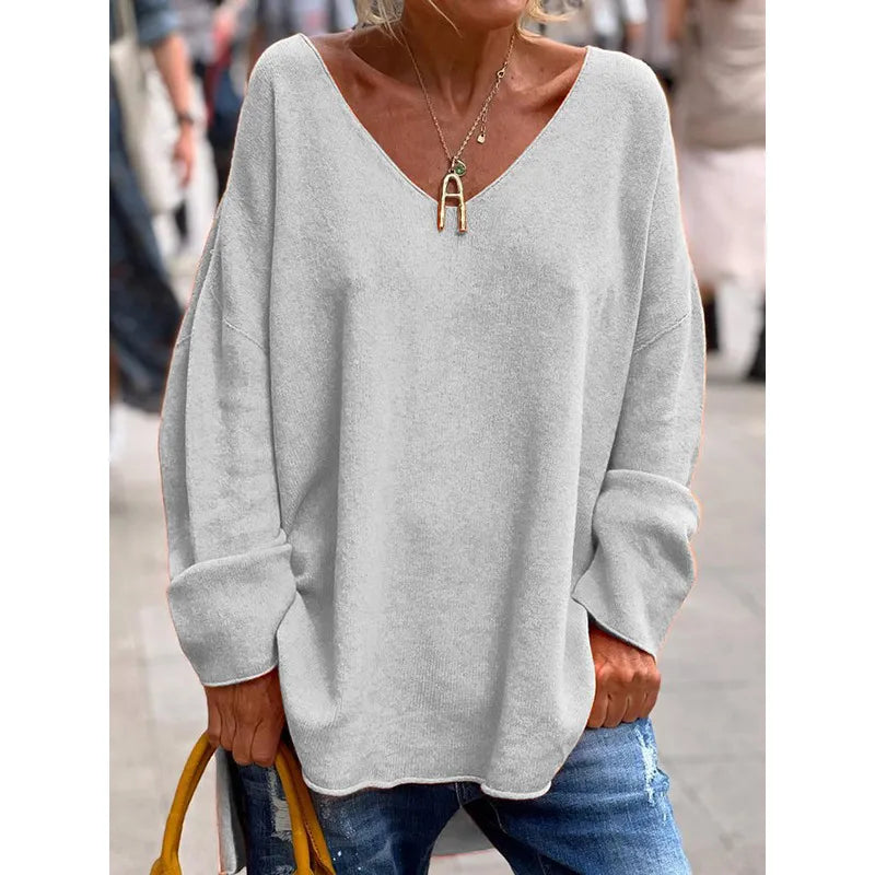 Paola – Elegant Long Sleeve Top with Loose V-Neck