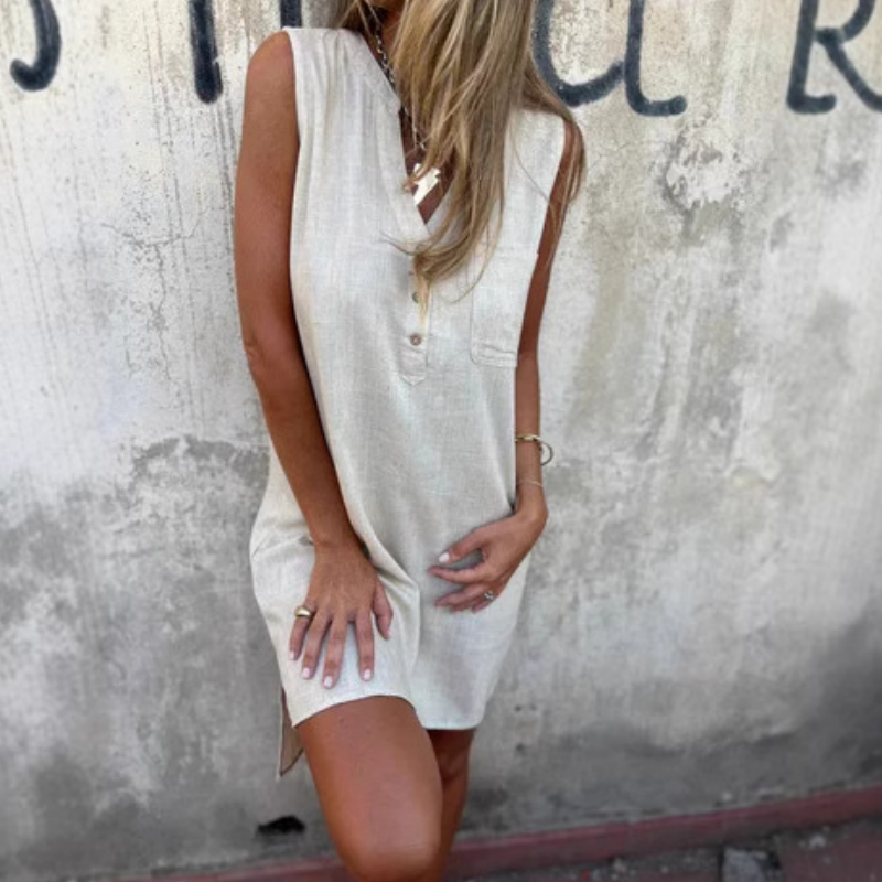 Paula - Sleeveless Dress with V-Neck