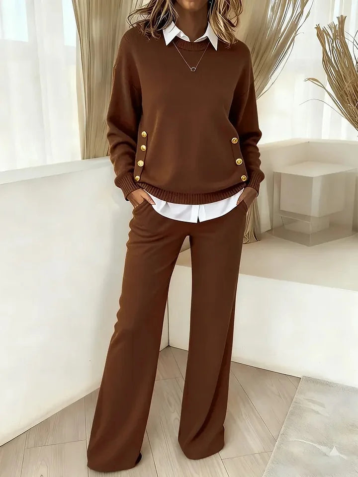 Pavetta - Comfortable Set of Long Sleeve Sweater and Pants