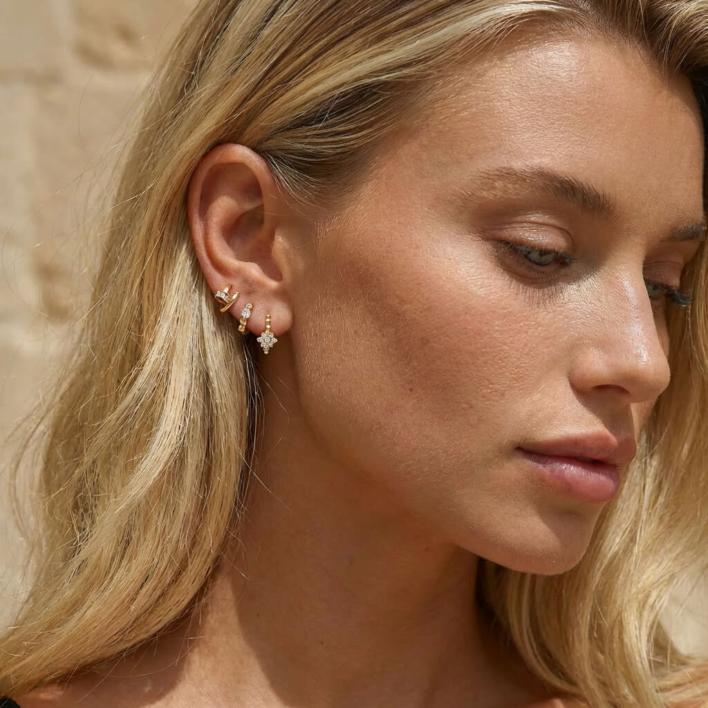 Petite Nail Huggie Hoop Earring