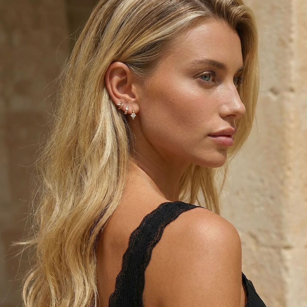 Petite Nail Huggie Hoop Earring