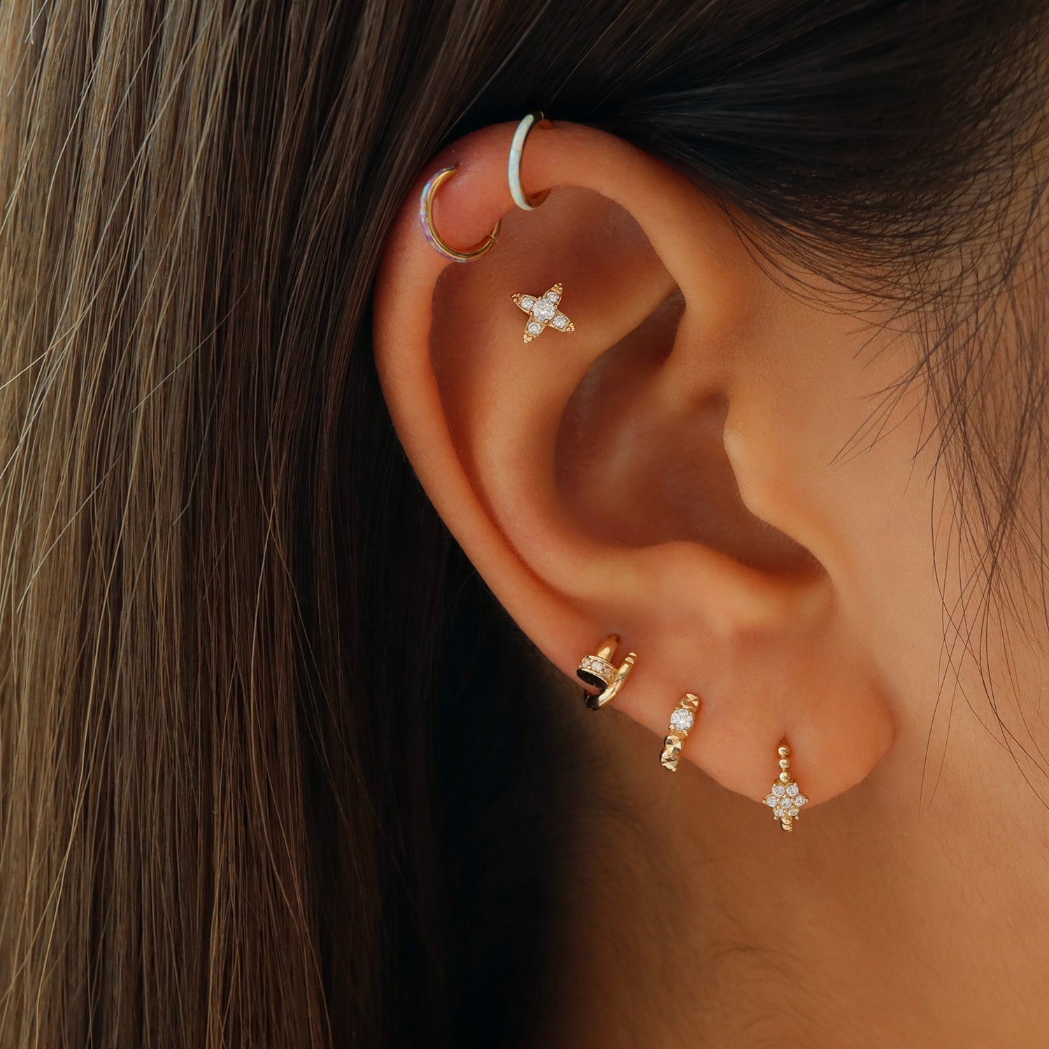 Petite Nail Huggie Hoop Earring
