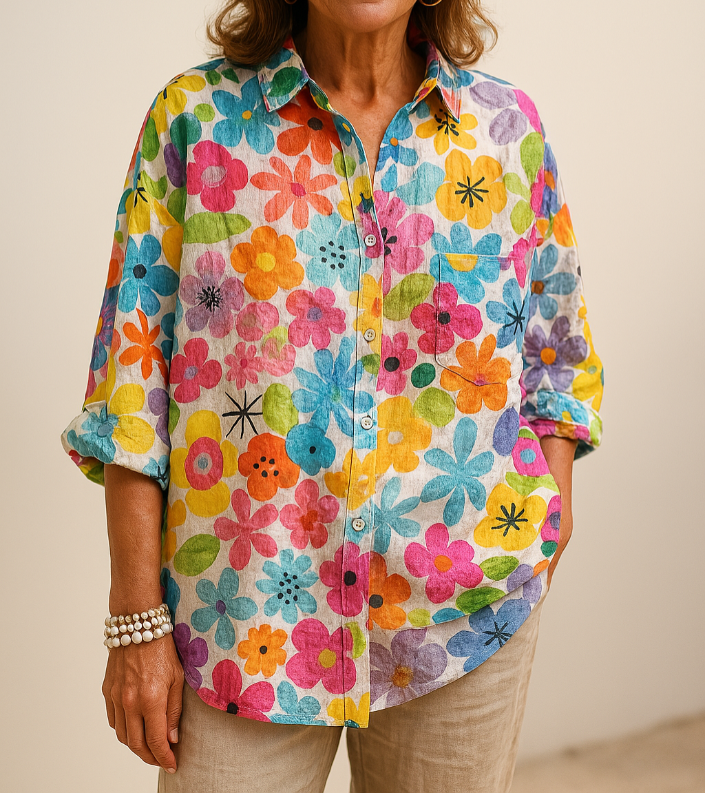 Petra - Casual Blouse with Floral Pattern