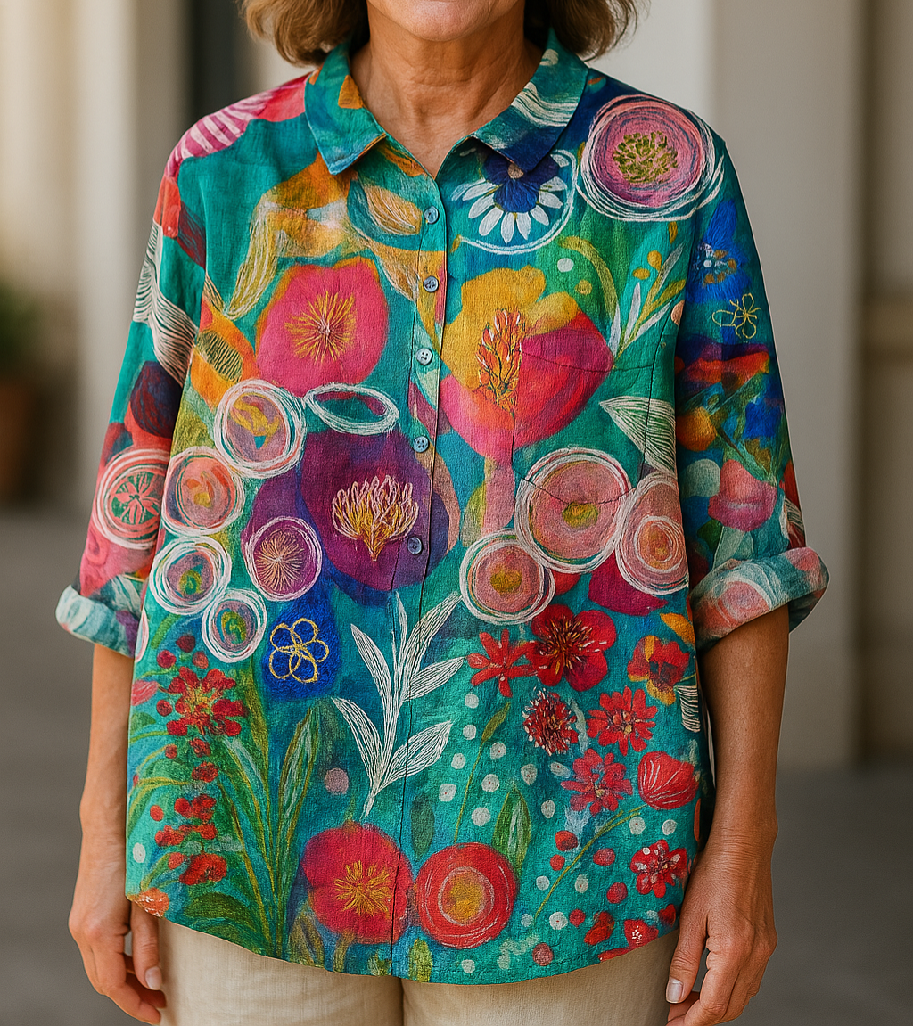 Petra - Casual Blouse with Floral Pattern