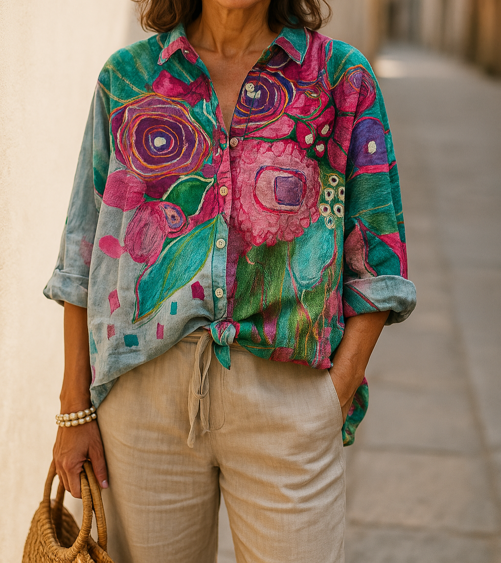 Petra - Casual Blouse with Floral Pattern