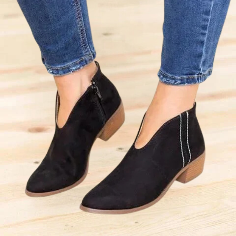 Philomena - V-Shaped Boots with Zipper