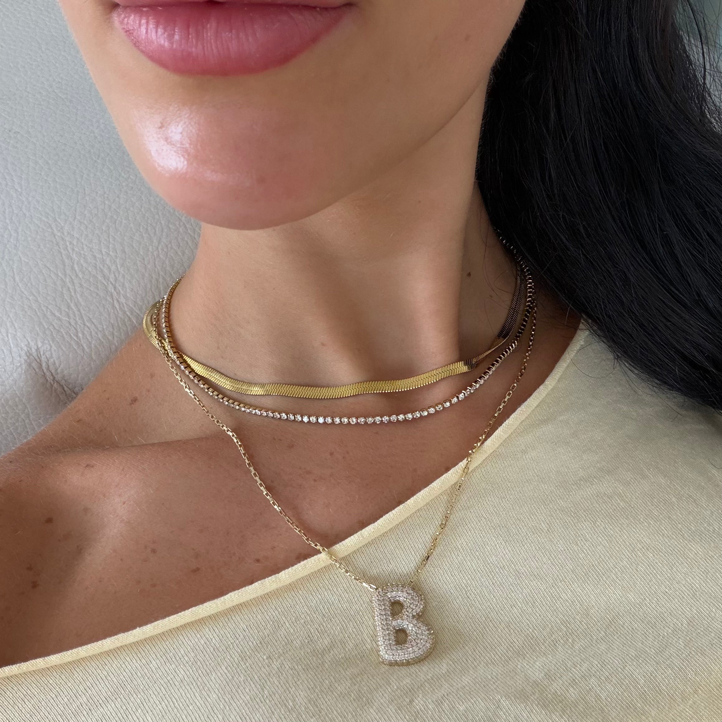 Prism Pavé Bubble Initial Necklace