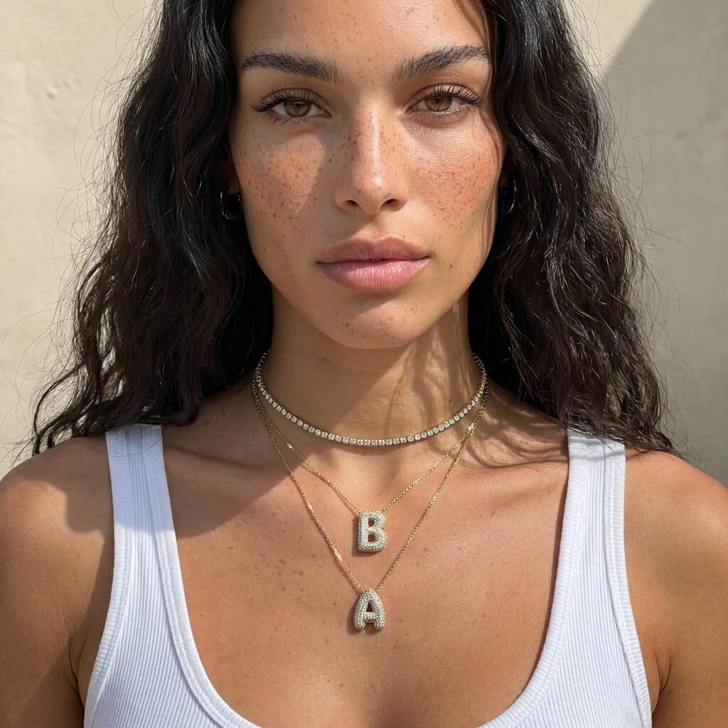 Prism Pavé Bubble Initial Necklace