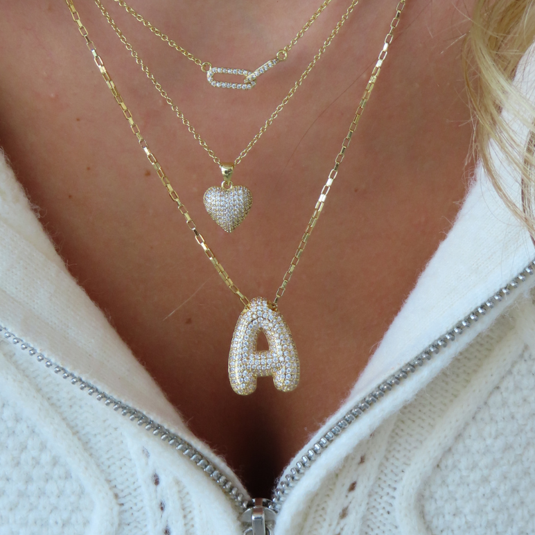 Prism Pavé Bubble Initial Necklace