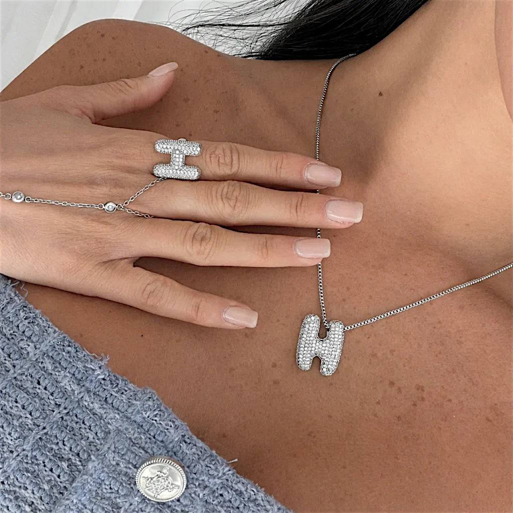 Prism Pavé Bubble Initial Necklace