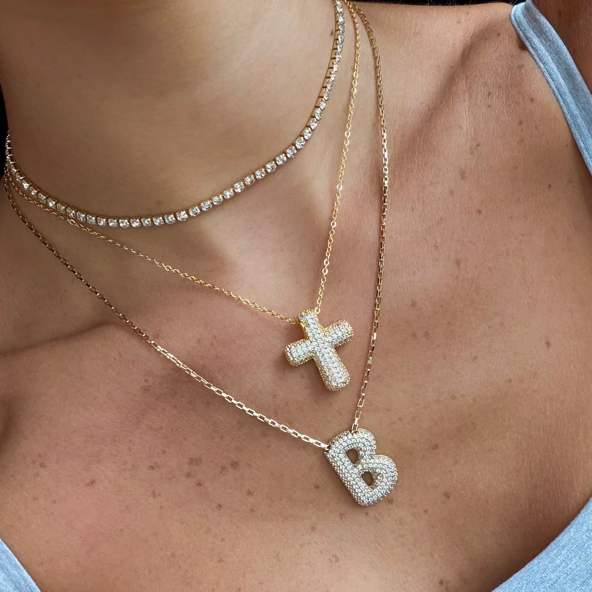 Prism Pavé Bubble Initial Necklace