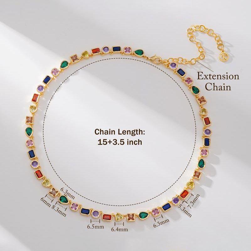 Prismelle Colorful Gem Tennis Necklace