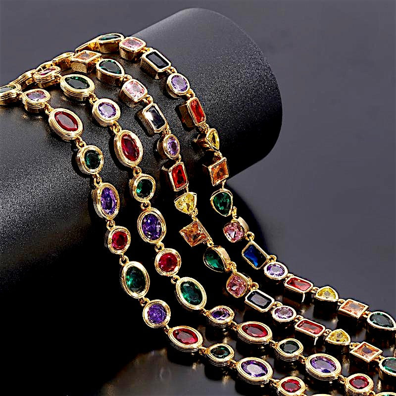 Prismelle Colorful Gem Tennis Necklace